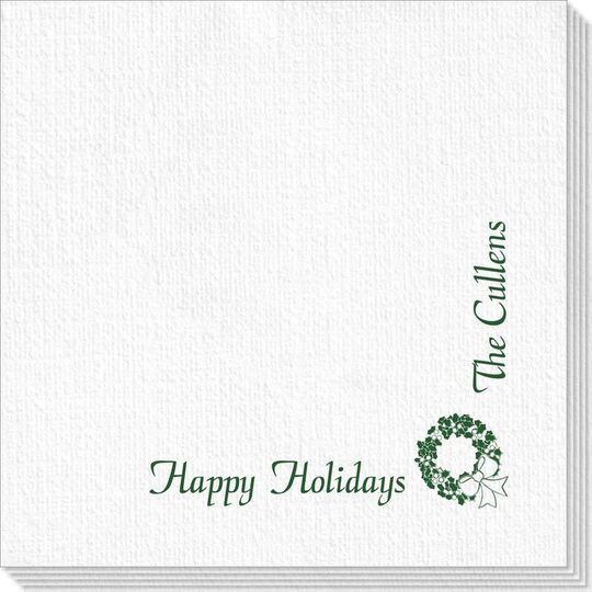 Corner Text with Traditional Wreath Design Deville Napkins